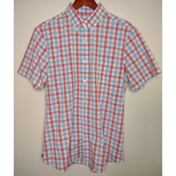 Mizzen Main Leeward Trim Fit Button Down Shirt Checker Red White Blue Mens Large - Picture 1 of 7